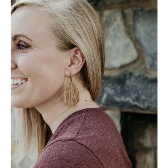 Textured Faux Leather Earrings - Picture 4 of 5